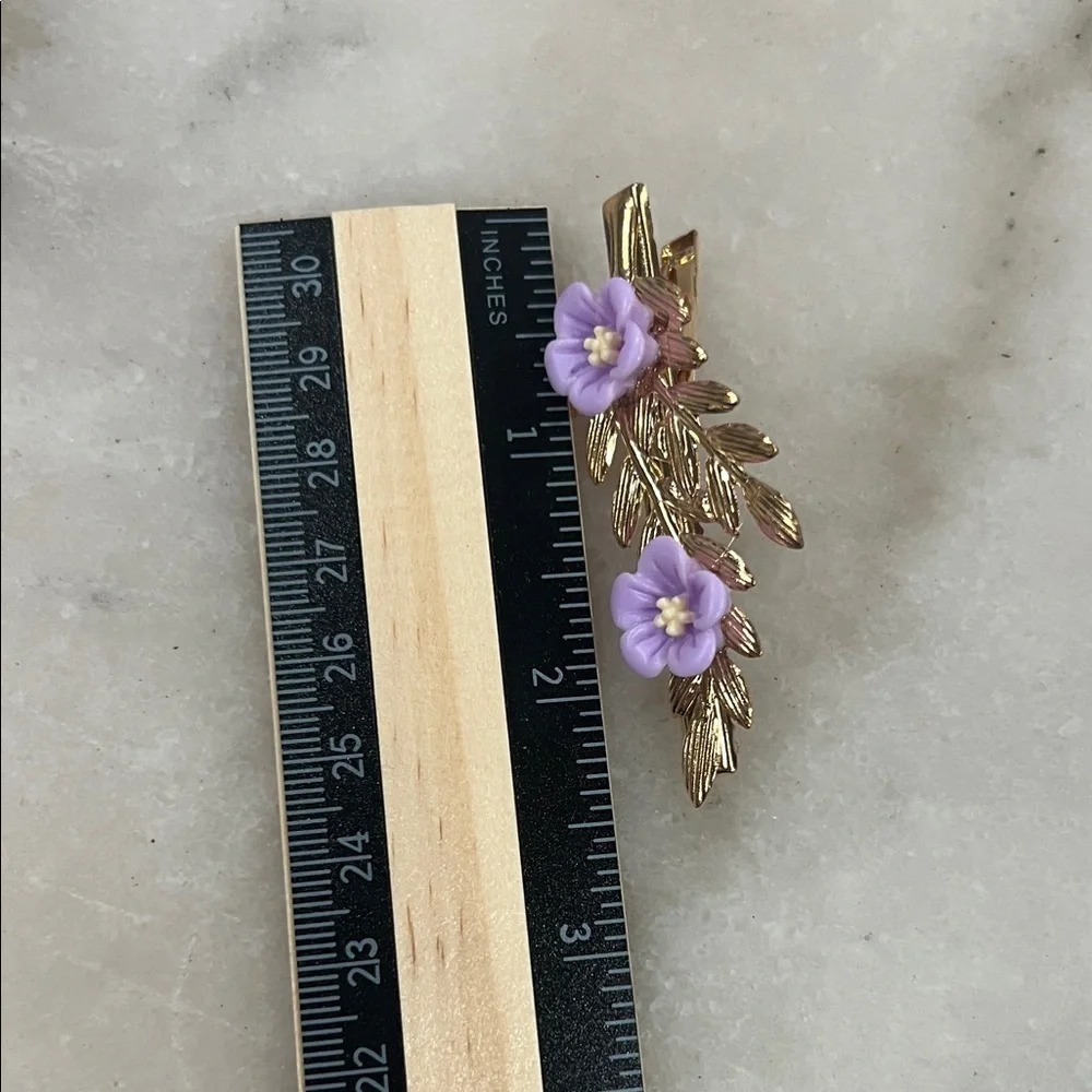 La France Purple Floral & Tortoiseshell Hair Clip Set